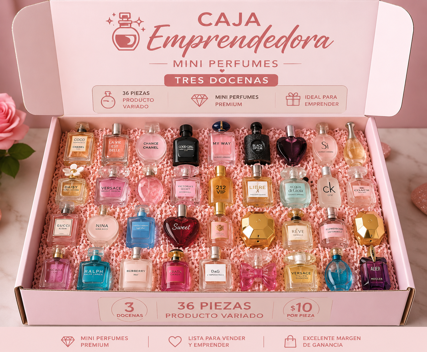 Caja Emprendedora mini perfumes - 3 docenas