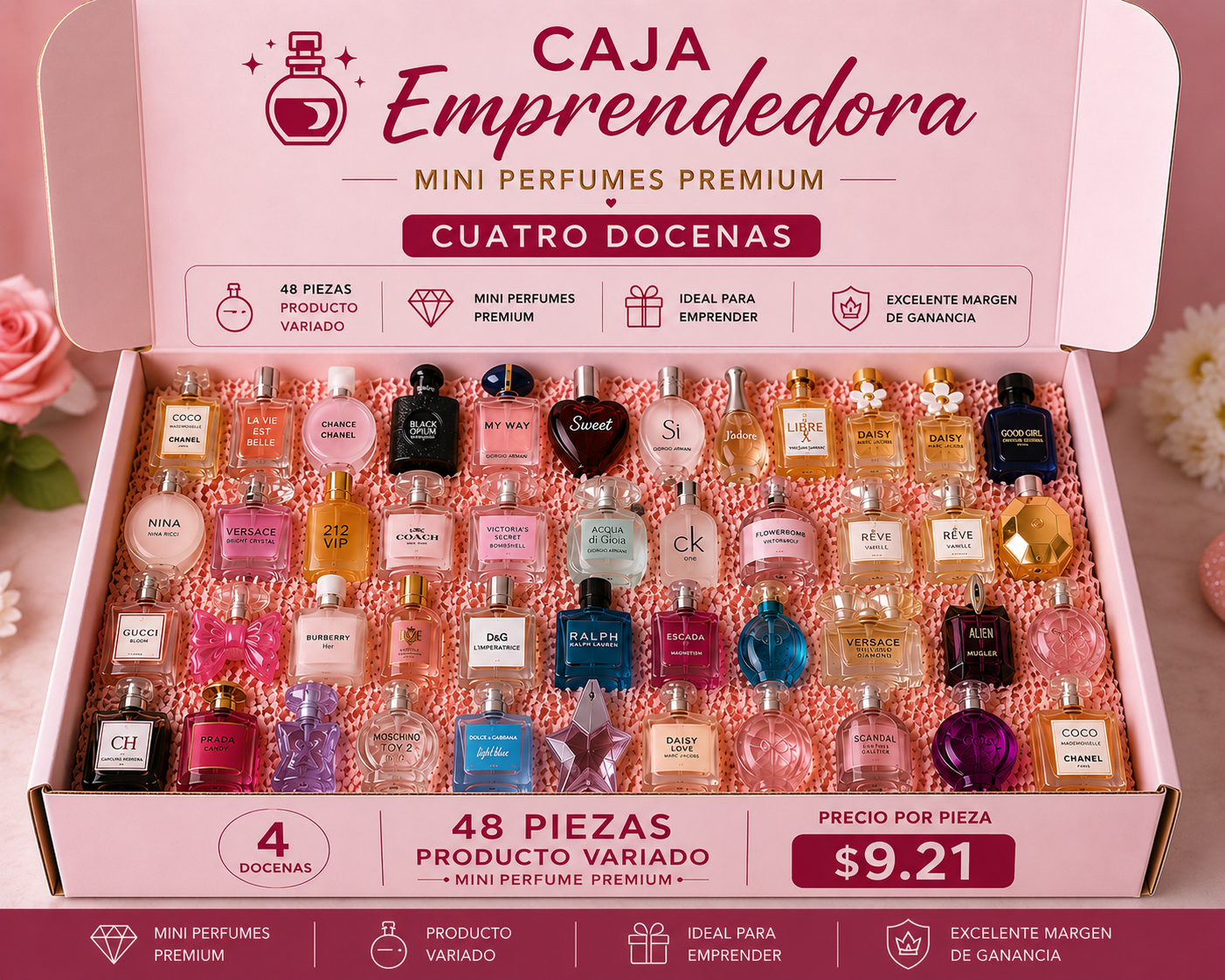 Caja emprendedora mini perfumes - 4 docenas